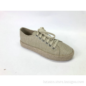 Women's Low Top Lace-Up Chunky Espadrille Flatform Sneaker